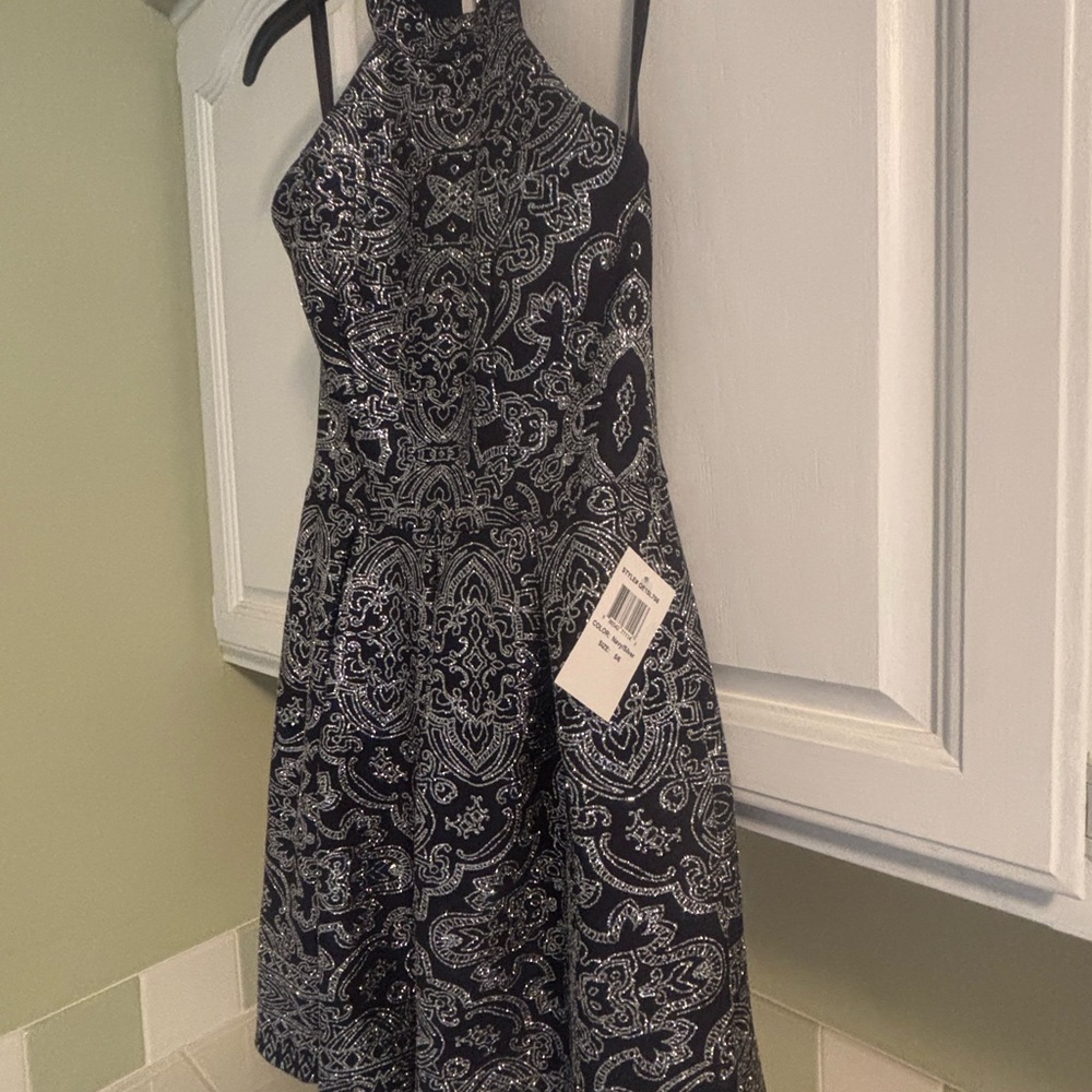 Elegant Black and Silver Paisley Dress
